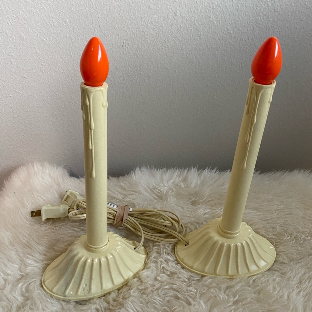 Cream Vintage electric Candle Lights set of two